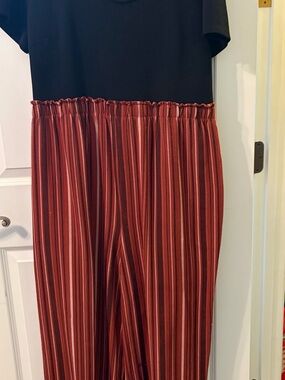 Black & Red Striped Wide-Leg Jumpsuit
